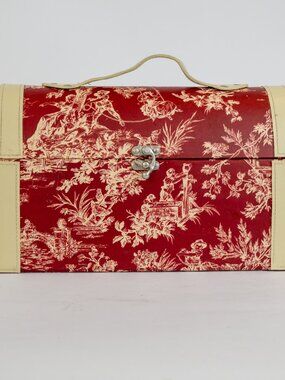 Covington RedToile Decorative Storage Box French Country Ticking Stripe Interior